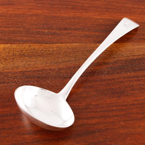 THOMAS WALLIS II GEORGIAN STERLING SILVER GRAVY LADLE OLD ENGLISH 1807 Cover