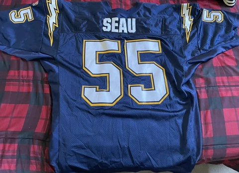 Vtg 1990’s San Diego Chargers Junior Seau 55 Wilson Jersey Made In USA Mens XXL Cover