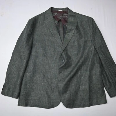 Chaqueta Blazer Abrigo Deportivo Joseph Abboud 52R Verde Guabello Mezcla Lino Ajustado Foto 1 de 4
