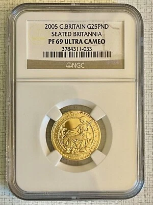 Great Britain 2005 Seated Britannia 25 Pounds 1/4 oz Gold NGC PF69 UC Sku# 1732 - Image 1 of 2