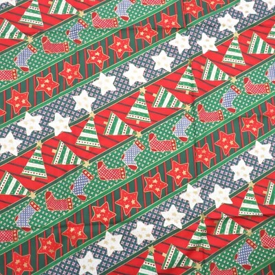 1.9 YD Red Green Christmas Stripe Fabric Quilting Cotton - Image 1 of 4