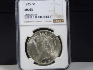 (M-181-#5) USA 1925 Peace Dollar, NGC MS63 - Bild 1 von 2