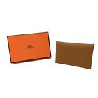HERMES Calvi Card case Epsom Leather Silver Hardware B 2023 Gold (Light Brown)