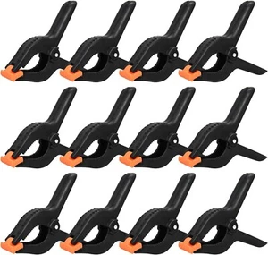 12 Piece Pack 6 Inch Spring Clamps Large Heavy Duty Plastic Muslin Clamps NEW - Picture 1 of 2