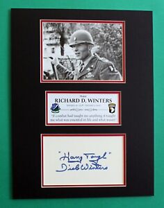 RICHARD D. WINTERS AUTOGRAPHE affichage artistique Seconde Guerre mondiale Band of Brothers