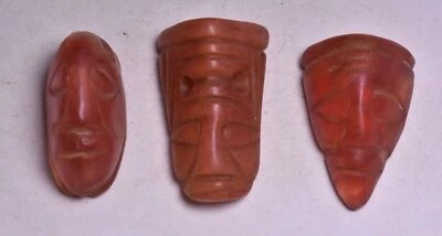 6CM China Hongshan Culture Red Crystal Beast Head Three Item Set Amulet Pendant - Image 1 of 4