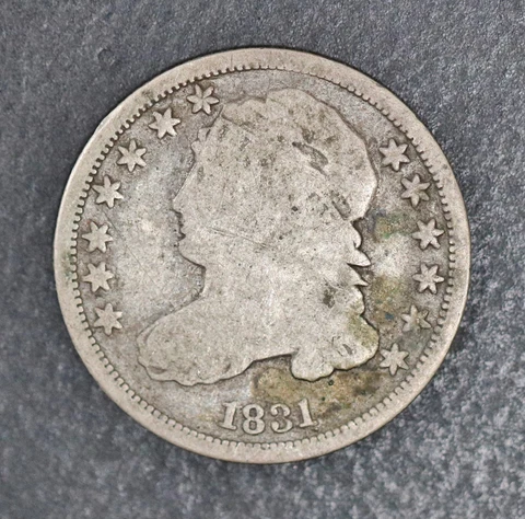 1831 Capped Bust Dime 10c Silver US Coin Cover