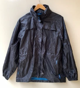 RAINBIRD Size 14 Womens STOWaway Raincoat Jacket Black Zippered Front Hood - Picture 1 of 12