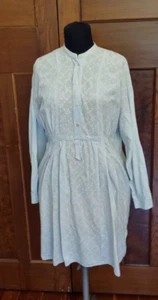 Paul Smith 16 ( 48 ) Pale Blue cotton/ linen mandarin collar shirt dress pockets - Picture 1 of 8
