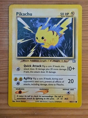 Pokémon TCG Pikachu 70/111 Neo Genesis Regular Unlimited LP WOTC. - Image 1 of 2
