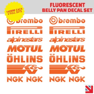 14 FLUORESCENT MOTORCYCLE Decals Belly Pan Fairings MOTORBIKE MOTOCROSS Stickers - Picture 1 of 4