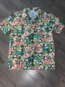 Disney Mickey Mouse Medium M Hawaiian Aloha Button Up Shirt - Picture 1 of 7