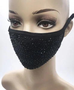 Bedazzled verzierte Glitzer Kristall Gesichtsmaske mit 2 Filtern mehrere Farben verfügbar USA  - Bild 1 von 7