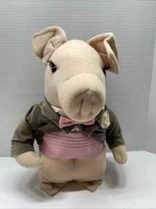 12" Russ Berrie bride groom pig in tux - Picture 1 of 9