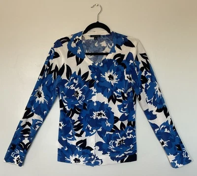 Suéter Tommy Hilfiger Azul Floral Abotonado Talla M Foto 1 de 4