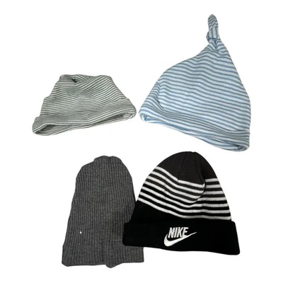Baby Hat's Lot Nike Carter's Beanies9 Months Black Striped Gray Blue - Image 1 of 4