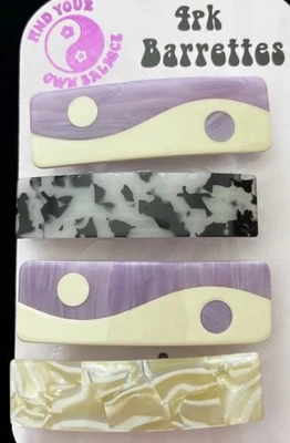 Find Your Own Balance Yin & Yang Retro Boho Clip de Cabello Nuevo Juego de 4 Foto 1 de 4