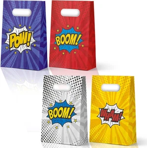 KALEFO 24 Pack Superhero Party Supplies Treat Bags Kids Birthday Party Recyclabl - Picture 1 of 12