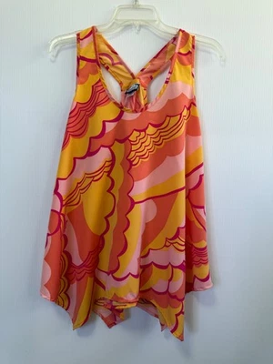 Camiseta sin mangas Manuheali`i de poliéster rosa/naranja/amarillo para dama talla S Foto 1 de 3