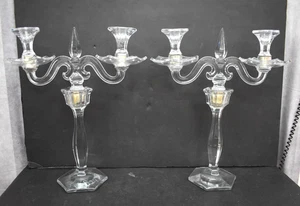 Vintage Glass 2 Light Candelabra, 16 1/8" ht. (CU513) chalice co. - Picture 1 of 24