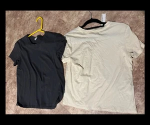 2 T-shirt girocollo donna James Perse cotone manica corta grigio e avorio nuova con etichetta - Foto 1 di 15