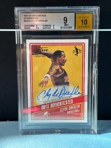 2021-22 Onyx Vintage Basketball Autograph On Card Clyde Drexler Beckett 9 MINT - Bild 1 von 2