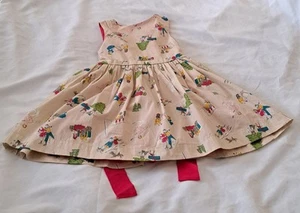 Joules Girls 100% Cotton Winter Scene Pink and Cream Dress with Belt Age 4 104cm - Picture 1 of 4