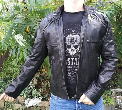 Klassische Lederjacke Markenmode Kapraun/Offset Gr. 50 neue schwarze Bikerjacke - Bild 1 von 4