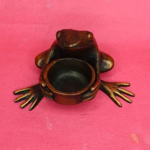 Frog Candle Holder Handcrafted Brass Todd Statue Incense Cone Holder Home Decor - Picture 1 of 12
