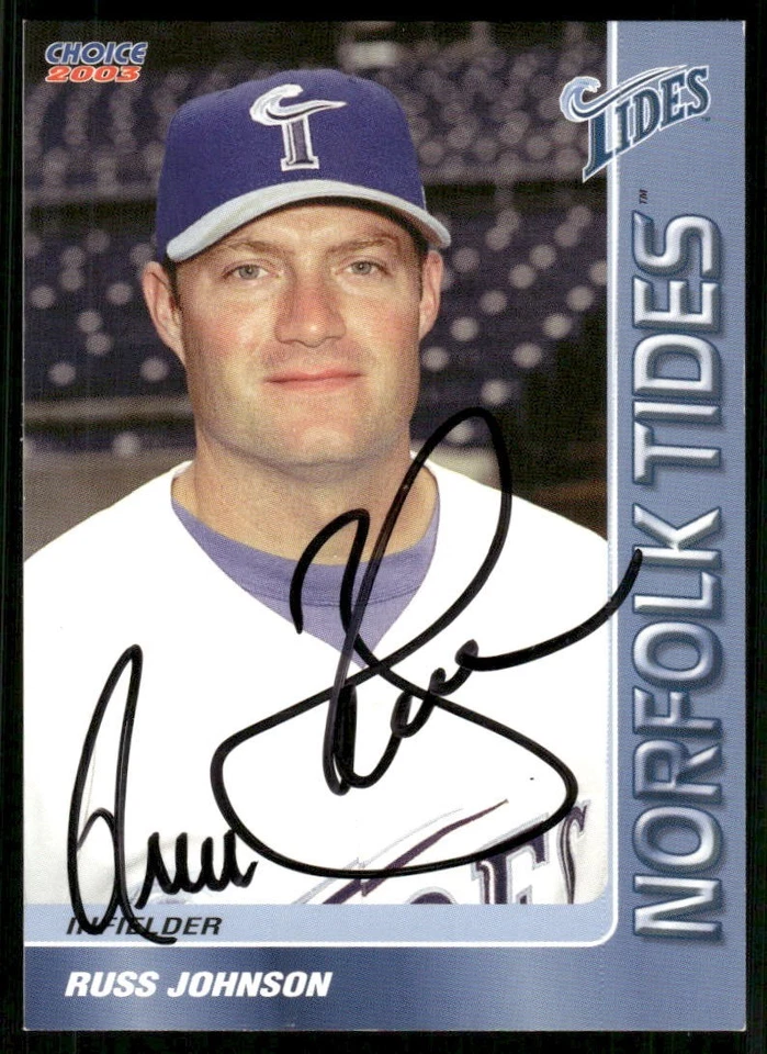 2003 Norfolk Tides RUSS JOHNSON Signed Card autograph auto METS RAYS - Image 1 of 1