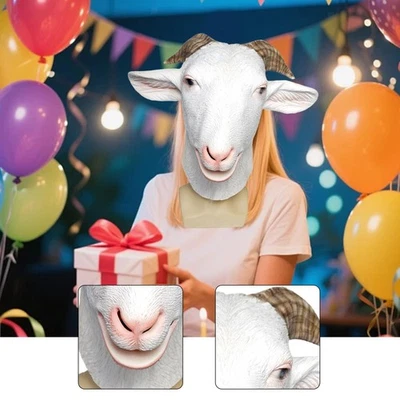 Goat Costume Mask Realistic Fantasy Animal Mask for Cosplay Show Easter Carnival - Image 1 of 4