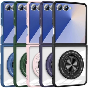 For Samsung Galaxy Z Flip 7 Case Tough Shield Crystal with Magnetic Ring Holder - Picture 1 of 42