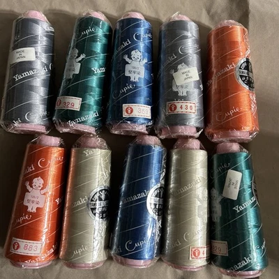 10 Vintage New Cones Sewing Threads Japan Yamazaki Shigyo Cupie Brand 5 Colors - Image 1 of 4