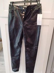Skinny Kunstlederhose mit hohem Bund. Button Fly, Größe 9 neu nie getragen - Bild 1 von 7