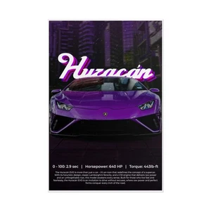 Poster Lamborghini Huracán - Stampa artistica da parete supercar viola, regalo - Foto 1 di 56