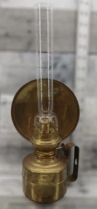 Vintage Brass Oil Lamp w/ Handle and Long Glass Chimney 3149 - Picture 1 of 9