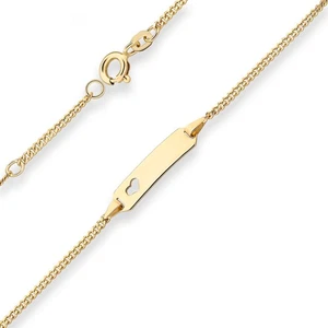 Bracciale id 1,7 mm catena blindata cinturino scudo, cuore in oro giallo 333 14 cm - Foto 1 di 2