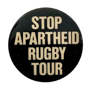 Stop Apartheid Rugby Tour Vintage Pinback Button Badge Vintage 70s South Africa - Picture 1 of 5