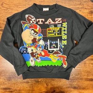 Vintage 1996 Looney Tunes Taz vs Wile E Coyote Football Sweatshirt 4T-5T - Bild 1 von 10