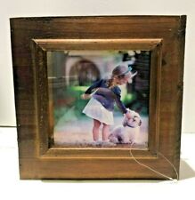 Rustic Small Wooden Box Photograph Organizer Storage w/ Front Frame