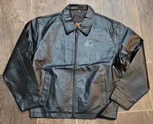 Chaqueta básica con cremallera Pioneer de cuero negra nueva sin etiquetas para hombre, talla M - Imagen 1 de 24