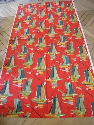 TISSU VINTAGE Boussac Romanex "Risée" 2.43Mx1.30M - Photo 1/4