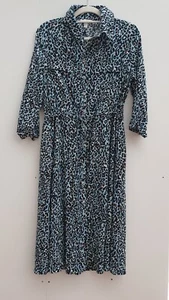 Dannii Minogue blue animal print Crinkle Shirt Dress size 12 regular QVC new ybx - Picture 1 of 4