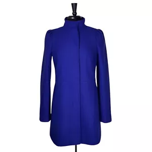 Cappotto donna Banana Republic blu royal misto lana zip giacca pavone taglia small - Foto 1 di 10