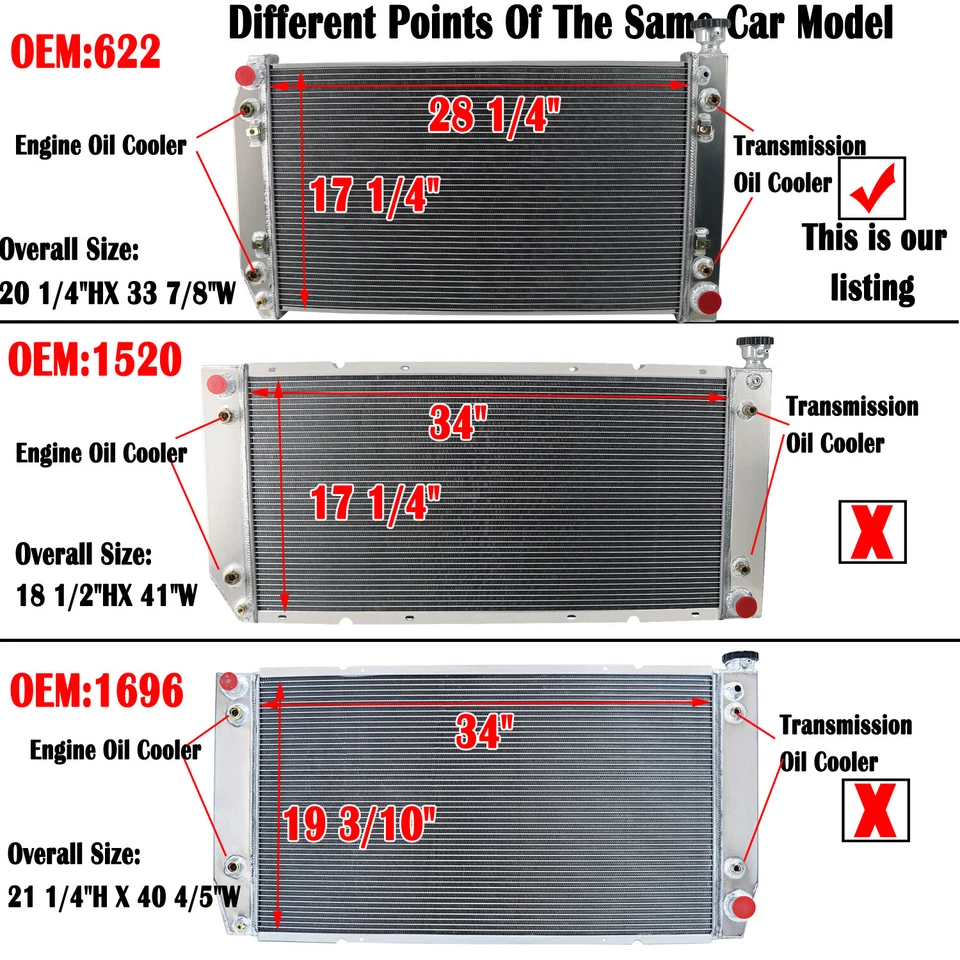 4 Row Aluminum Radiator fit 88-99 Chevy GMC C/K 1500 2500 3500 Pickup V8 5.7L,US - Изображение 1 из 4