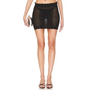 Lovers And Friends 'Renata' Black Crochet Knit Sequin Skirt Size XS - Picture 1 of 4