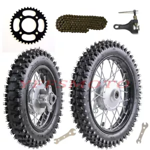 12''+10'' Front Rear Wheel Tire Rim KLX110 TTR110 Drum Brake Motocross Pit Bikes - Picture 1 of 9