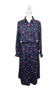Vintage Liz Sport geknöpftes Hemd weites Bein Culotte Set Blumenmuster blau Damengröße 10P - Bild 1 von 20