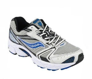 Saucony Baby Cohesion Boys Leather, Silver and Blue Sneaker, 7.5M - Picture 1 of 1