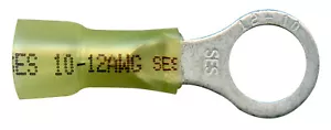 KrimpaSeal Yellow 12-10 AWG 3/8" Stud Sealed Crimp Long Ring Terminal Connector - Picture 1 of 4